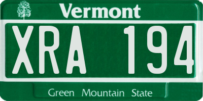VT license plate XRA194