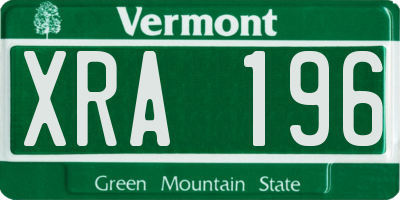 VT license plate XRA196