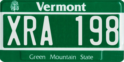 VT license plate XRA198