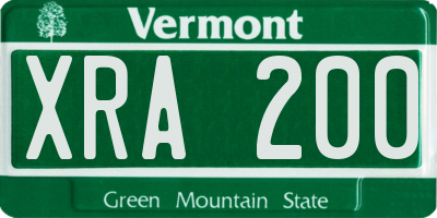 VT license plate XRA200