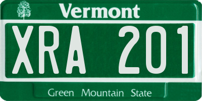 VT license plate XRA201