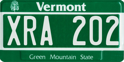 VT license plate XRA202