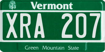 VT license plate XRA207