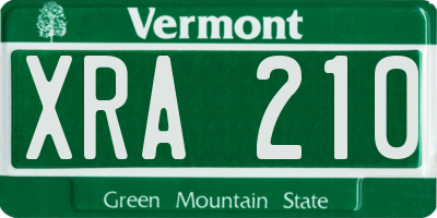 VT license plate XRA210