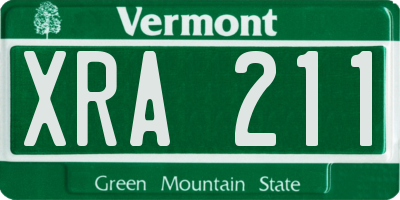 VT license plate XRA211