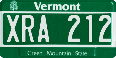 VT license plate XRA212