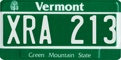 VT license plate XRA213