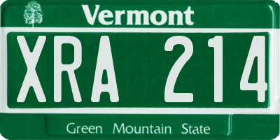 VT license plate XRA214