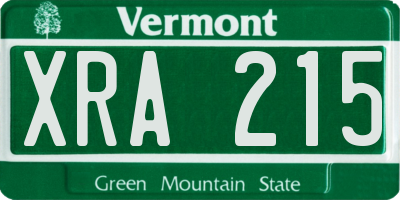 VT license plate XRA215
