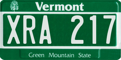 VT license plate XRA217
