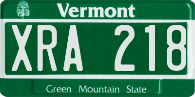 VT license plate XRA218