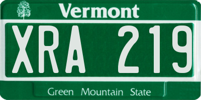 VT license plate XRA219