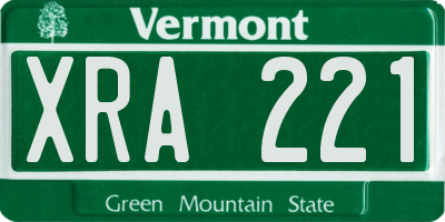 VT license plate XRA221
