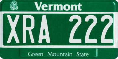 VT license plate XRA222