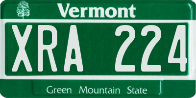 VT license plate XRA224