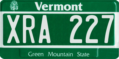 VT license plate XRA227
