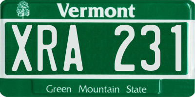 VT license plate XRA231