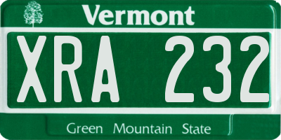 VT license plate XRA232