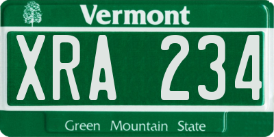 VT license plate XRA234