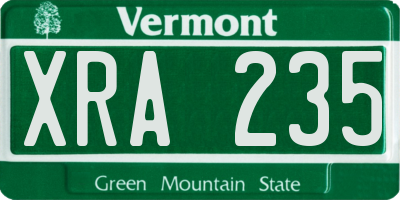 VT license plate XRA235