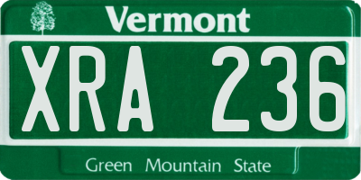 VT license plate XRA236
