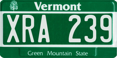 VT license plate XRA239