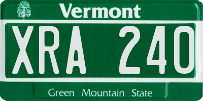 VT license plate XRA240