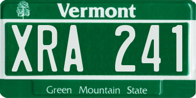 VT license plate XRA241
