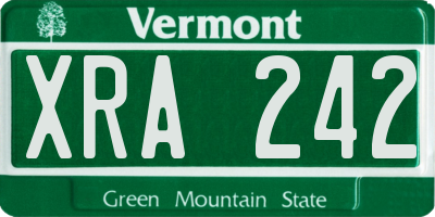 VT license plate XRA242