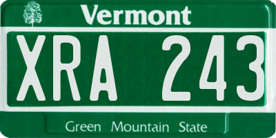 VT license plate XRA243