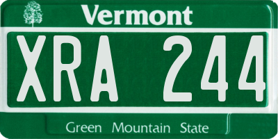 VT license plate XRA244