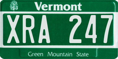 VT license plate XRA247