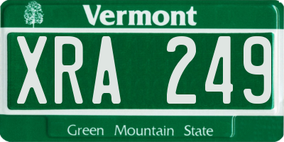 VT license plate XRA249