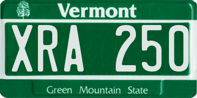 VT license plate XRA250