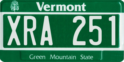 VT license plate XRA251