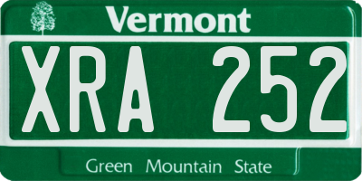 VT license plate XRA252