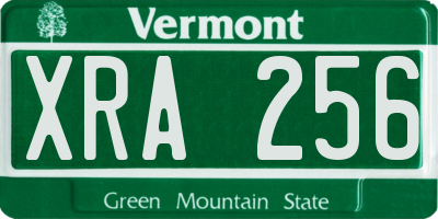 VT license plate XRA256