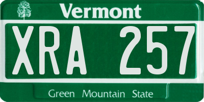 VT license plate XRA257
