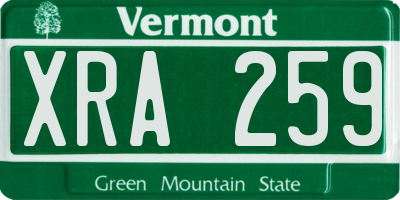 VT license plate XRA259