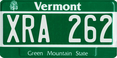 VT license plate XRA262