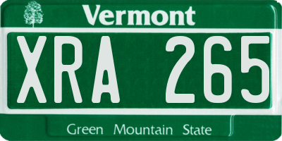 VT license plate XRA265