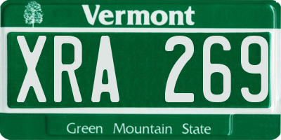 VT license plate XRA269