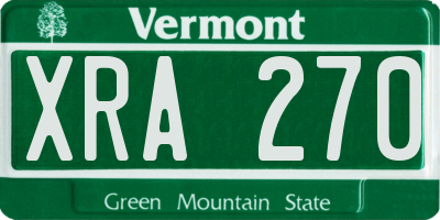 VT license plate XRA270