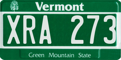 VT license plate XRA273