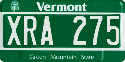 VT license plate XRA275