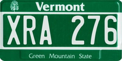 VT license plate XRA276