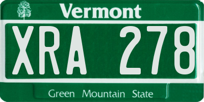 VT license plate XRA278