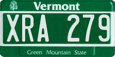 VT license plate XRA279