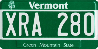 VT license plate XRA280