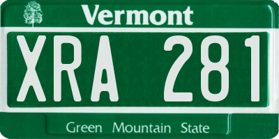 VT license plate XRA281